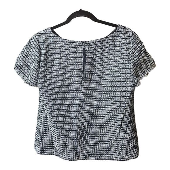 TALBOTS Tweed Raw Edge Zipper Back Career Work Blouse Shirt - Size 10 - Picture 2 of 8